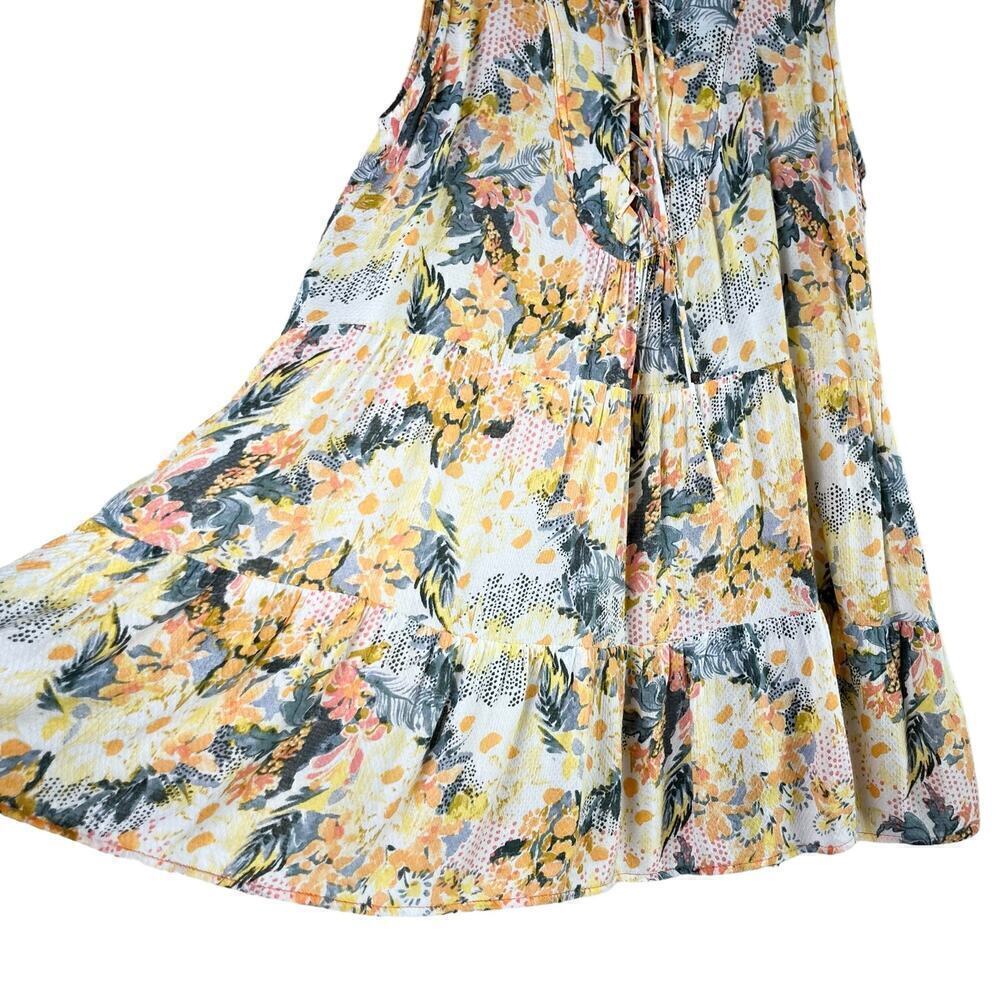 Anthropologie Floreat Anafa Tiered Tank Top Orange Floral Print, Size 0 - Picture 8 of 11